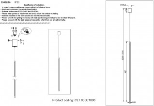 Светильник подвесной Crystal Lux CLT 035C1000 WH
